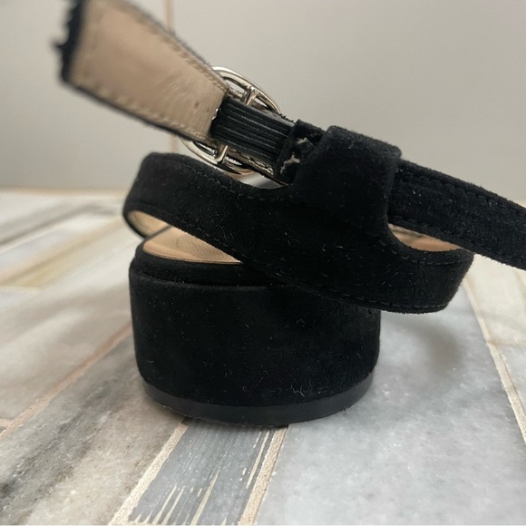 Elegant Black Women's Sandals block heel sz 8 - Picture 4 of 12